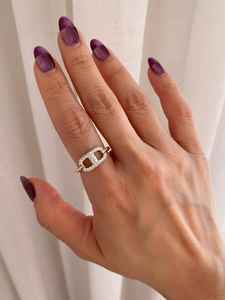 Bague à boucle en moissanite plaquée or, sertie pavé, en argent 925, cadeau pour anniversaire de mariage, fête, bijou raffiné, surprise pour elle - Product Image 4