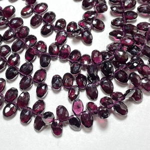 Cuentas de Briolette de forma ovalada facetada al por mayor suministros de abalorios de piedras preciosas de rojo granate natural - Product Image 5