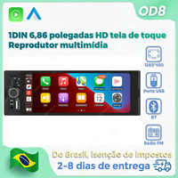 MEKEDE Stock Brésil, sans taxes, livraison rapide, autoradio FM 1DIN 6,86 pouces pour lecteur MP5 universel, compatible BT, USB, Car-play
