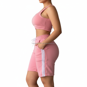 Ensemble de sport côtelé sans couture 3 pièces pour femme, avec logo personnalisé, tenue de yoga asymétrique à une épaule, vente en gros - Product Image 6