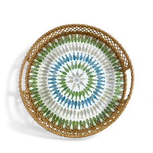 Plateau en nacre en gros avec bord en rotin pour servir les aliments, la présentation de table et la décoration de la maison en provenance du Vietnam - Product Image 4