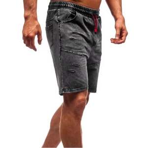 Pantalones cortos lavados con ácido para hombre con logotipo bordado personalizado en color sólido, ropa de verano, nuevos pantalones cortos lavados con ácido para hombre a la moda a la venta - Product Image 2