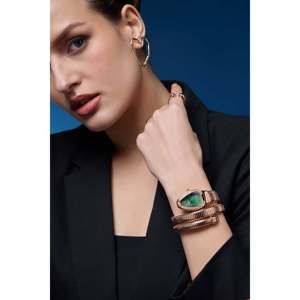 Reloj Serpiente Edición Oro Rosa con Diamantes Corte Esmeralda, Caja de Acero Inoxidable, Diseño de Serpiente, Reloj de Lujo para Regalo - Product Image 4