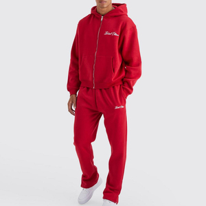 Cotton Custom Printed Tracksuits Sweatsuit Hoodie Men Tracksuits Heavyweight High Quality Zipper Tracksuit OEM Service - Product Image 1