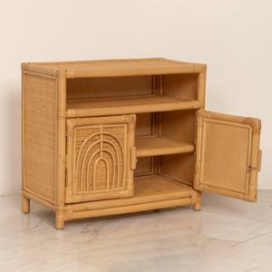 Armoire pour bébés en rotin naturel, armoire de rangement en tissu, motifs de signes de paix, commode en osier pour enfants - Product Image 1