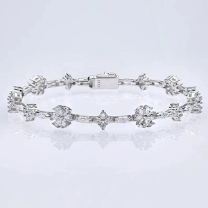 Bracelets en diamant Moissanite poire blanche et ronde beaux bracelets de tennis en argent sterling bijoux personnalisés et bijoux de hanche de hanche - Product Image 1