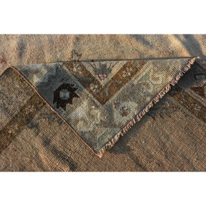พรมขนสัตว์ตุรกี4x10.9ft วินเทจดีไซน์เย็บปะติดปะต่อกันสีเบจและน้ำตาลถักทอแบนสำหรับตกแต่งห้องนั่งเล่นกว้าง4เมตร - Product Image 2