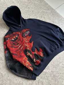 Conception de broderie personnalisée en usine Logo personnalisé Pull-over à capuche complet délavé à l'acide pour hommes Vêtements d'hiver en éponge française lourds pour hommes - Product Image 2