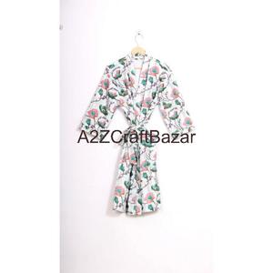 Bata de Mujer de Lujo, Tejida a Mano, con Cuello en V, Cordón Ajustable, Manga Larga Tres Cuartos, 100% Algodón, Suave y Lisa, para Invierno/Otoño - Product Image 6