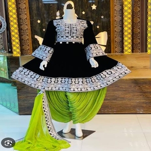 2025 nueva última llegada bordado a mano mujeres Color negro afgano conjunto de 3 piezas en tarifa al por mayor hermosos cordones Charma - Product Image 1