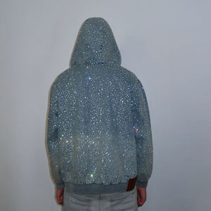 เสื้อฮู้ดขนแกะซิปรูดสำหรับทุกเพศ, เสื้อฮู้ดผ้าปะติดคริสตัลทรงถุงขนาดใหญ่เหมาะกับฤดูหนาว - Product Image 4