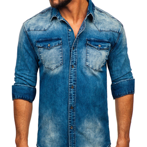 Camisas de hombre, camisas vaqueras, camisas de manga larga lavadas informales, retro de talla grande, venta al por mayor, camisas de hombre vintage a cuadros - Product Image 3