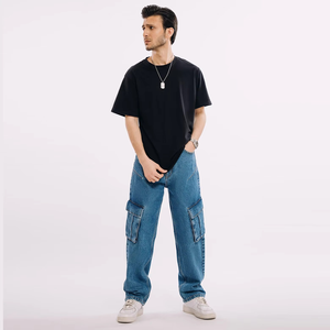 Baggy ample en jean pour garçon, pantalon denim à la mode personnalisé de haute qualité, teint uni, concevez votre propre pantalon en jean pour hommes - Product Image 6