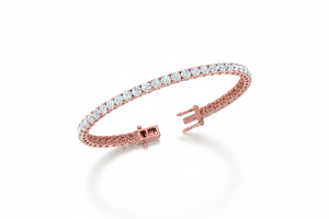 Pulsera de Tenis de Oro de 14K con Diamantes Redondos Naturales |   Diamante de Corte Brillante de 7.08 Quilates - Product Image 3