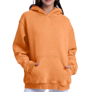 เสื้อมีฮู้ดขนาดใหญ่พิเศษสำหรับผู้ชายและผู้หญิงผ้าฝ้าย100% ลำลองซักด้วยกรดโลโก้ตามสั่ง - Product Image 2