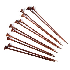 Juego de agujas de tejer de madera decorativas, 18 Uds., pequeñas a grandes, 2-10mm, kit de herramientas de agujas de tejer de hilo Romo redondo resistente - Product Image 6