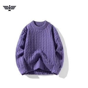 Dernier pull à col rond en tricot torsadé 100% coton de haute qualité pull d'hiver anti-rides et anti-rétrécissement pour hommes - Product Image 2