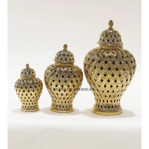 Customized Size And Logo Available White Color Powder Coated Unique Fancy Designer <b>Set</b> Of 3 Ginger Jar In Competitive Price - Product Image 2