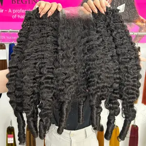 El mejor cabello rizado virgen crudo 100% Paquetes de cabello rizado vietnamita para mujeres negras Producido por Hairvietnam Factory