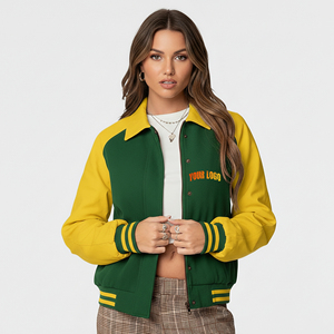 Veste universitaire pour femme de haute qualité, élégante, 100% laine, col à capuche, respirante, rivets teints, broderie, imperméable, 2 couleurs, taille plus - Product Image 1