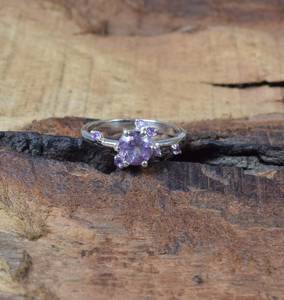 Bague en argent sterling 925 avec améthyste violette Bijoux de créateur en pierres précieuses naturelles - Product Image 3