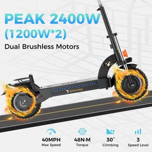 Tout nouveau E-Scooters pliables 2400W à longue portée d'origine batterie 48V 30Ah jusqu'à 40MPH suspension lisse - Product Image 2