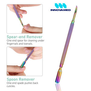 Pousse-cuticules double extrémité en acier inoxydable multicolore haut de gamme avec logo personnalisé par INNOVAMED en gros - Product Image 2