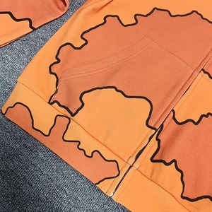 <b>Men's</b> <b>Orange</b> Hooded Pullover <b>Sweatshirt</b> 100% Cotton Knitted Fleece Quick Dry Breathable Pocket Casual Winter Regular Fit Hoodie - Product Image 6