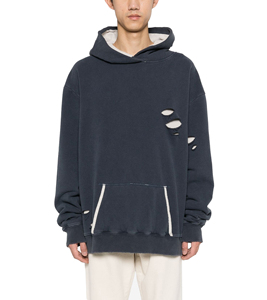 Vente en gros Sweats à capuche légers personnalisés pour hommes Déchiré Thermique Sweats à capuche surdimensionnés Logo personnalisé OEM Distresses Hoodie - Product Image 5