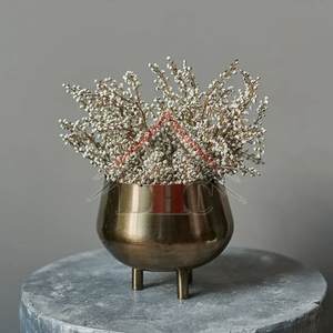 Ensemble de pots à fleurs en laiton de luxe, pots décoratifs ronds dorés, pots à fleurs d'intérieur et d'extérieur, jardinière cylindrique en fer de luxe - Product Image 2