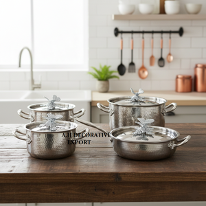 Batterie de cuisine haut de gamme en acier inoxydable de qualité alimentaire, écologique, avec couvercles papillon, casseroles, faitouts et marmites à poignées latérales, pour la maison - Product Image 2