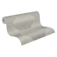 Papel Tapiz Vinílico Moderno Hecho en Alemania, Diseño 3D Plateado y Dorado, No Tejido, Patrón Damasco, Resistente a la Abrasión y a la Luz, 10,05x0,53m