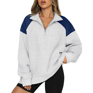 เสื้อกันหนาวซิปครึ่งแขนมีฮู้ดสำหรับผู้หญิงเสื้อกันหนาวขนแกะแบบสวมหัวสำหรับฤดูใบไม้ร่วง - Product Image 2