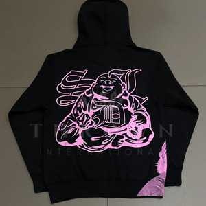 Sweat à capuche d'hiver en molleton 100 % coton pour homme SDL Skeleton, avec logo brodé en strass, coupe oversize, couleurs personnalisables, haute qualité - Product Image 6