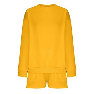 Conjunto Deportivo de Dos Piezas para Mujer, Invierno, Shorts y Top de Manga Larga, Tejido de Spandex/Poliéster, Diseño Liso, Transpirable, 2026 - Product Image 4