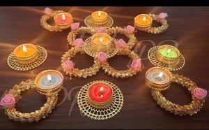 โต๊ะสไตล์โมเดิร์นหลากสีใส่เทียนทีไลท์ของตกแต่งงานแต่งงานและงานขึ้นบ้านใหม่สำหรับเป็นของขวัญและของตกแต่งเทศกาลดิวาลิ DIY - Product Image 6