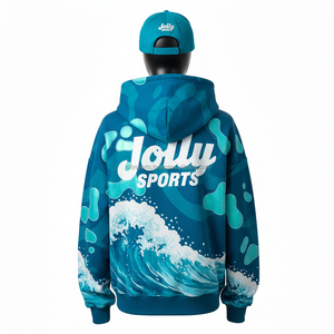 Sudadera con Capucha Premium para Mujer, 300 GSM, Felpa Suave de Poliéster y Algodón, Estampado Azul Océano, Logotipo Personalizado, Impresión Serigráfica, Sudadera con Capucha Básica con Cremallera - Product Image 2