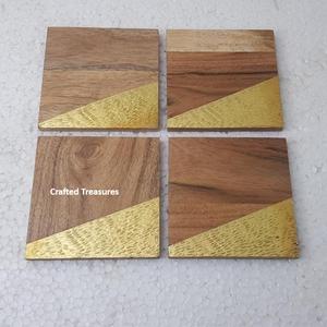 Acacia Wood Round <b>Coasters</b> <b>for</b> <b>Drinks</b> Stylish Mats & Pads <b>for</b> Wine Bar Table & Hotel Use - Product Image 5