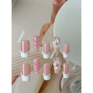 Uñas Artificiales Cuadradas Color Rosa Pétalo - Product Image 4