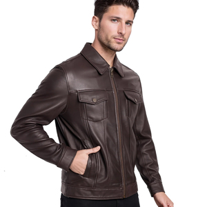 Veste en cuir véritable élégante pour hommes avec manches longues Dernier design Haute qualité Meilleur style populaire État neuf - Product Image 5