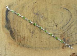 อัญมณีเงินสเตอร์ลิง925ทำด้วยมือสร้อยข้อมือเงินรูปลูกแพร์ที่ดีเครื่องประดับ925เงินสเตอร์ลิง - Product Image 3