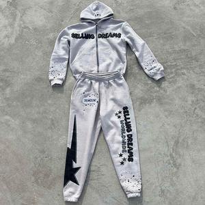 Conjunto Deportivo de Invierno para Mujer, Estilo Streetwear, Lavado Ácido, Personalizado, con Sudadera con Cremallera Completa y Pantalones Deportivos, 100% Algodón Transpirable - Product Image 4