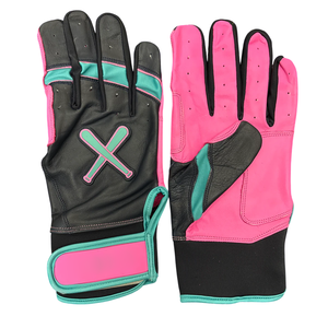 Guantes de Bateo de Béisbol Personalizados en Azul Cielo y Amarillo, Cuero Cabretta Premium, Puño Largo Profesional, Guantes de Bateo de Softbol, Precio de Fábrica - Product Image 5