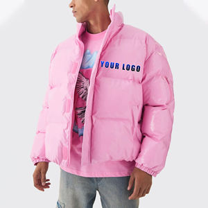Nouveau design Veste matelassée rose légère et imperméable pour hommes Prix de gros Logo imprimé personnalisé Veste bulle respirante - Product Image 4