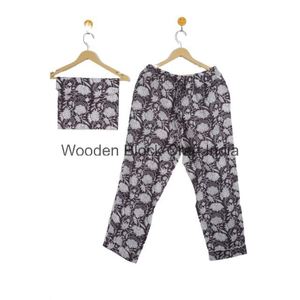 Conjunto de pijama de mujer de algodón con estampado Floral de bloque hermoso hecho a mano, camisón de manga larga, ropa de dormir suave y cómoda para - Product Image 3