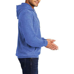 Vente en gros personnalisé unisexe polaire grande taille hommes sweats à capuche bleu unisexe mince coton polaire vierge solide hommes sweats à capuche - Product Image 3