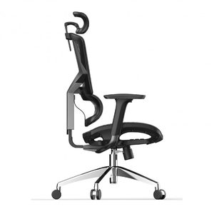 Chaise ergonomique haut de gamme en chrome avec dossier haut, assise en mousse et tissu réglable en hauteur, appui-tête réglable, design pliable - Product Image 2