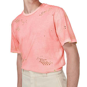 Camiseta de Lona Holgada con Efecto Desgastado para Hombre |   Camiseta 100% Algodón, Duradera, con Estampado en Relieve, Diseño de Lazos, Alta Calidad, Estilo Vintage - Product Image 4