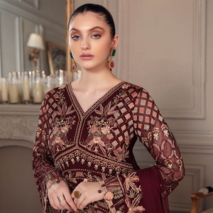 Ramsha ผ้าชีฟองปักลาย3ชิ้นหรูหราสำหรับงานแต่งงานวอลลุ่ม5ชิ้นสไตล์อินเดีย/ปากีสถาน - Product Image 4