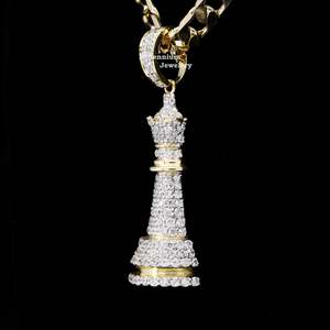 Pendentif Reine d'échecs Iced Out en Moissanite, en argent 925, Pendentifs de luxe à thème, Unisexe, pour usage quotidien - Product Image 5